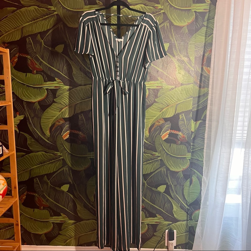 stripe jumpsuit.